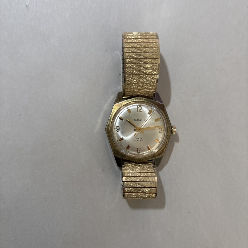 Vintage Caravelle Mechanical M9 1969 Shock/Water Resistant Gold Watch Working
